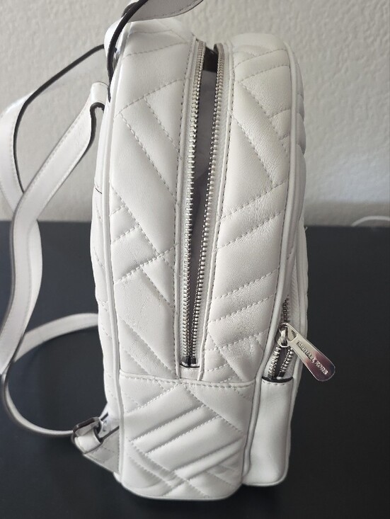 Michael Kors White Quilted Mini Backpack with Silver Hardware